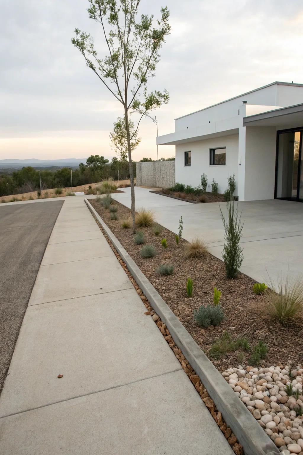 Clean lines and modern materials for a sleek driveway look.