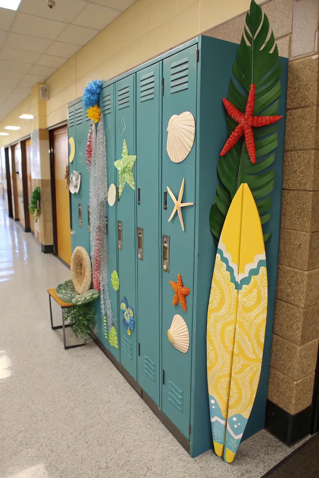 A locker with a beach theme, offering a fun and refreshing vibe.