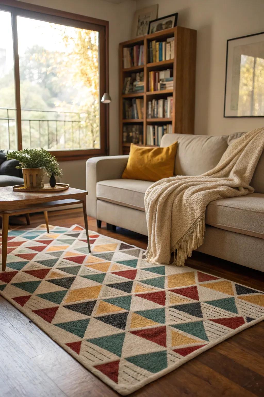 Rugs and throws add warmth and texture to the space.