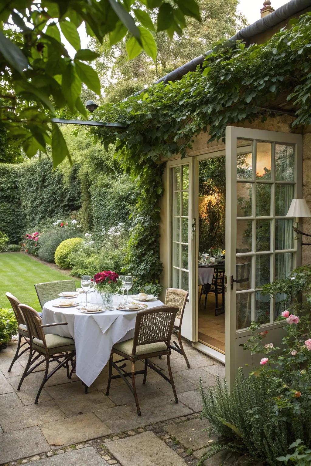 An inviting outdoor dining area perfect for gatherings.