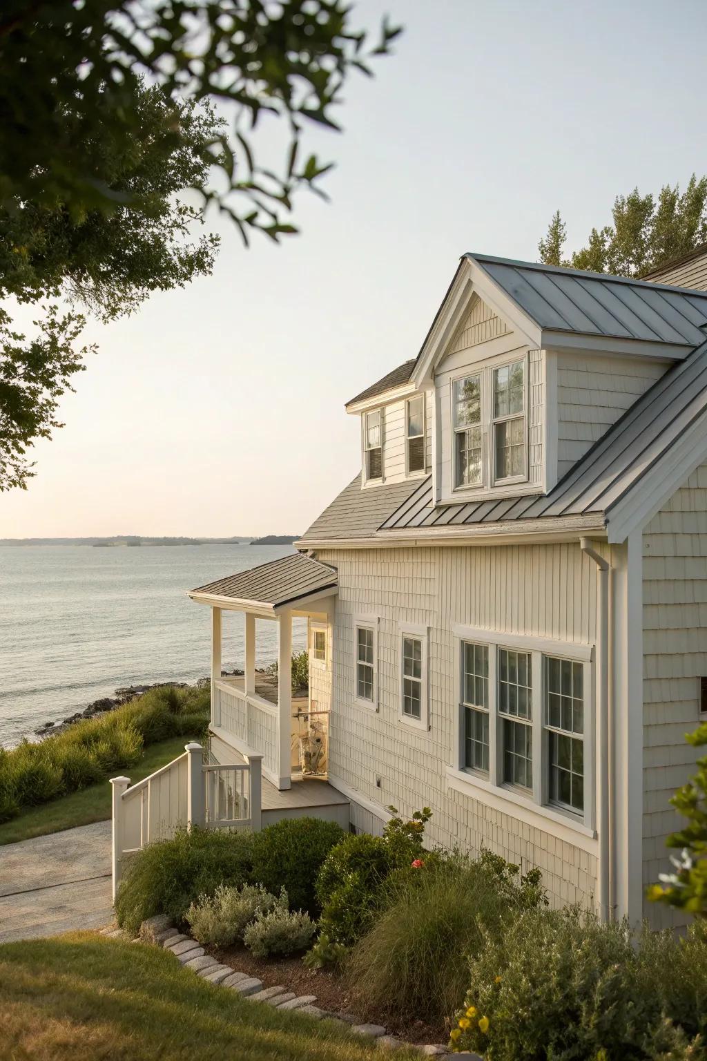 Coastal home featuring a seaside-inspired shed dormer.