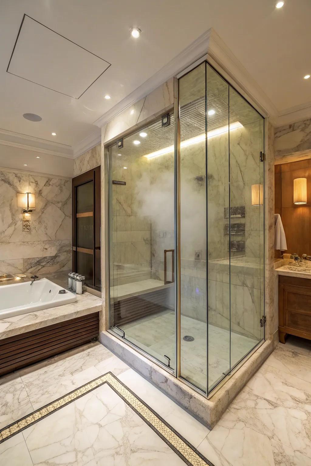 Steam showers offer a spa experience in the comfort of your home.