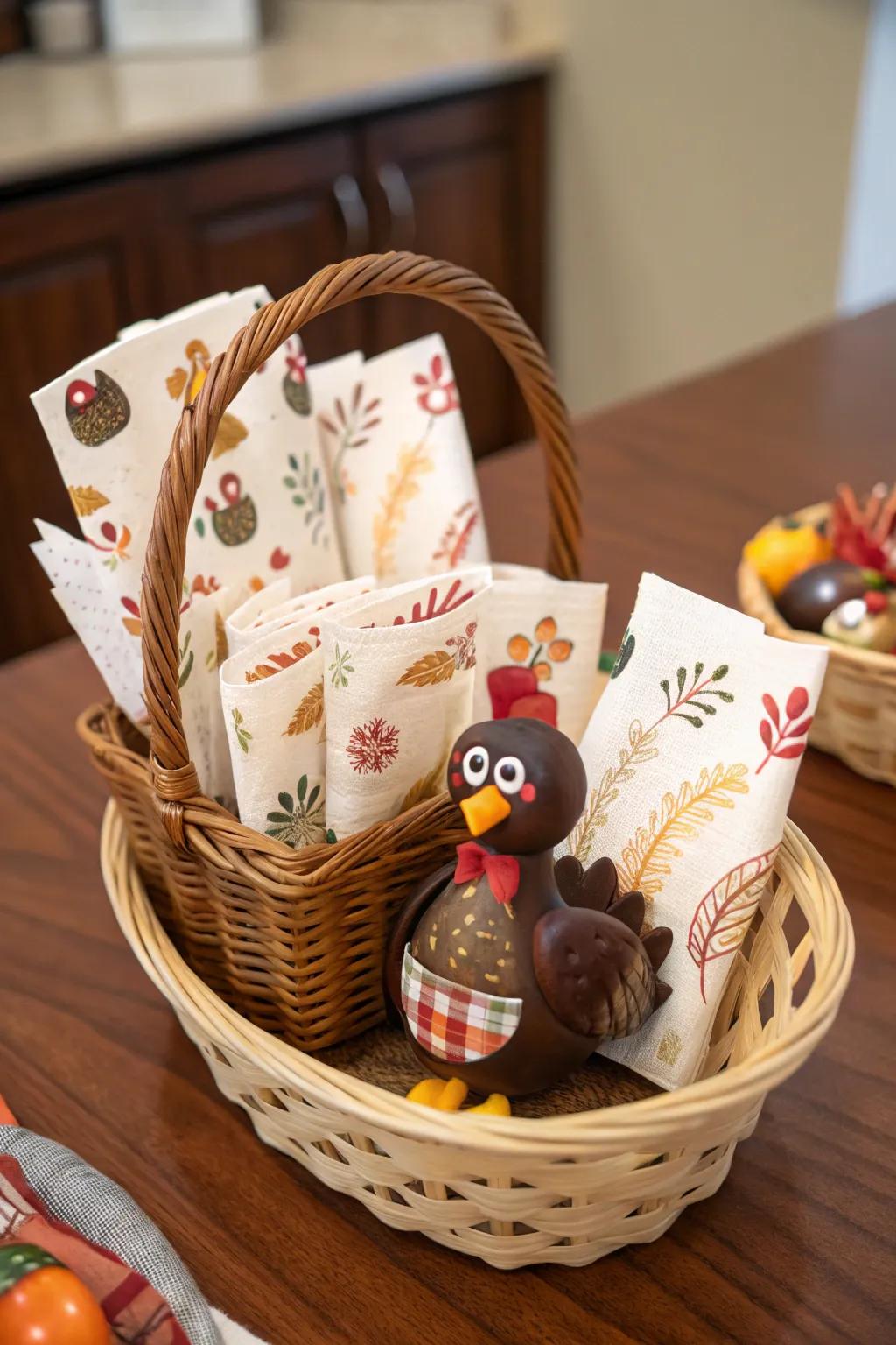 Playful turkey-themed décor for a festive feel.