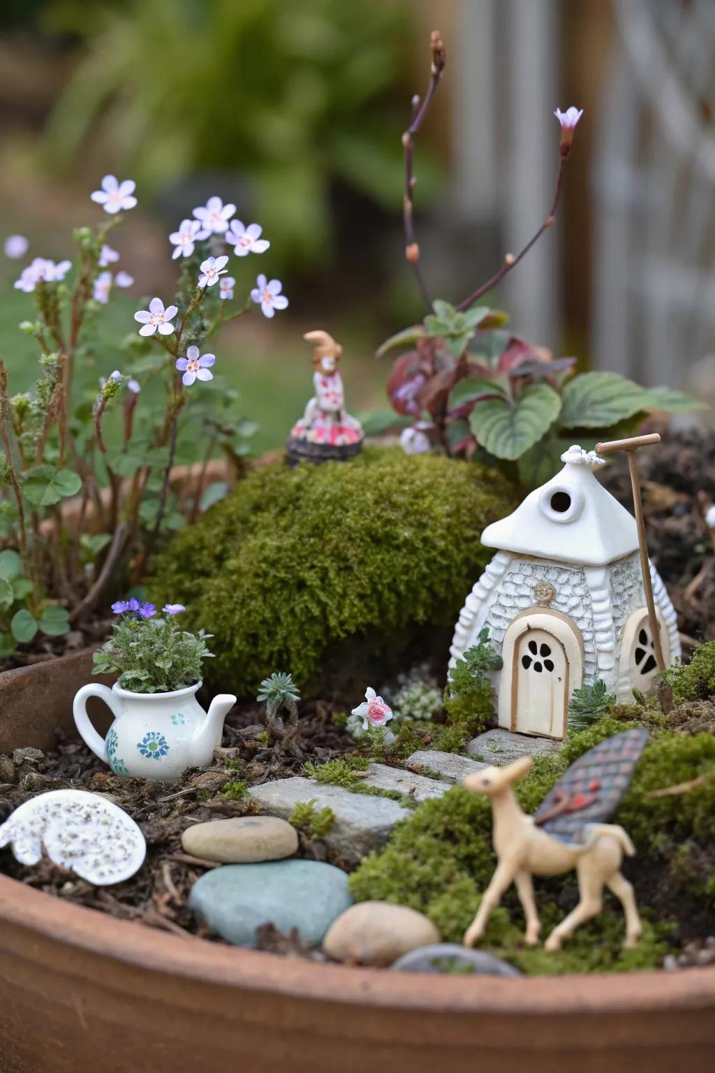 A whimsical fairy garden that sparks the imagination.