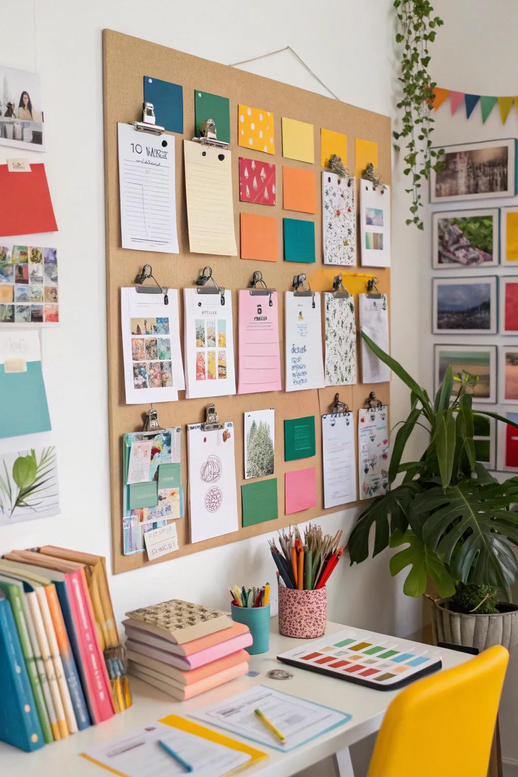 Interactive clipboards make for a dynamic wall collage.