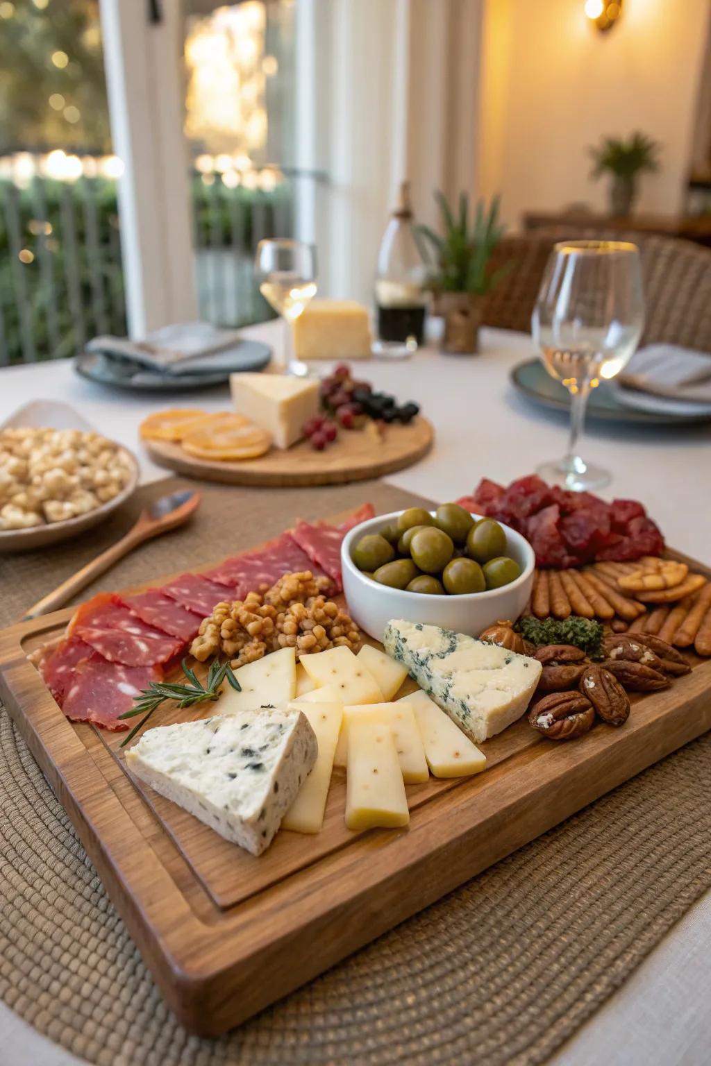 An expertly assembled cheese presentation complements each wine gathering.