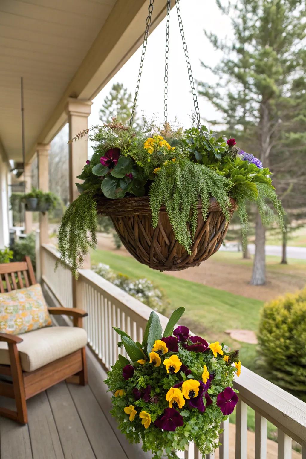 Pansies supply cheerful blooms throughout winter.