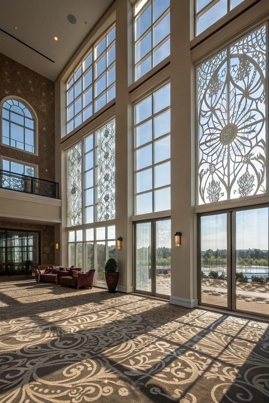 Decorative window films add privacy and artistic flair.