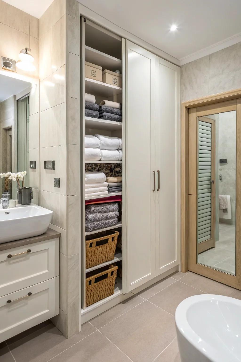 High storage solutions maximize area efficiency.