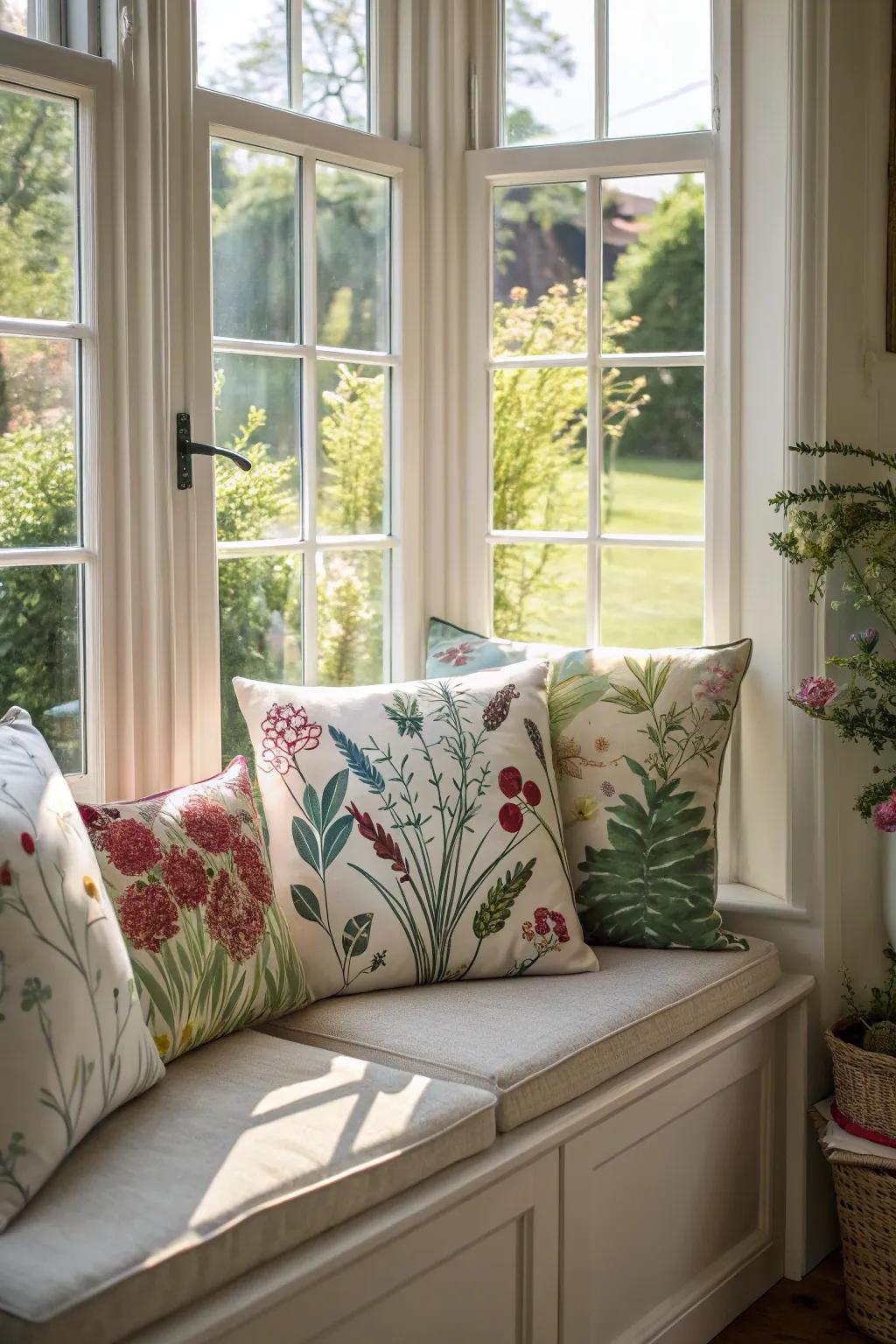 Nature-inspired designs bring a refreshing touch to your bay window.