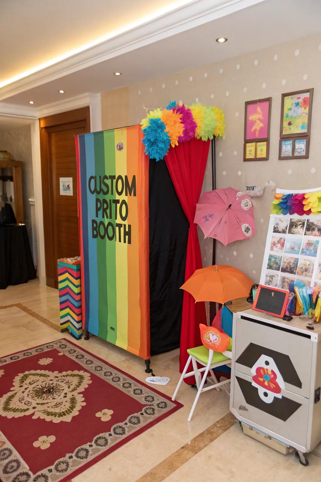 A photo booth lets guests capture memorable moments at the party.