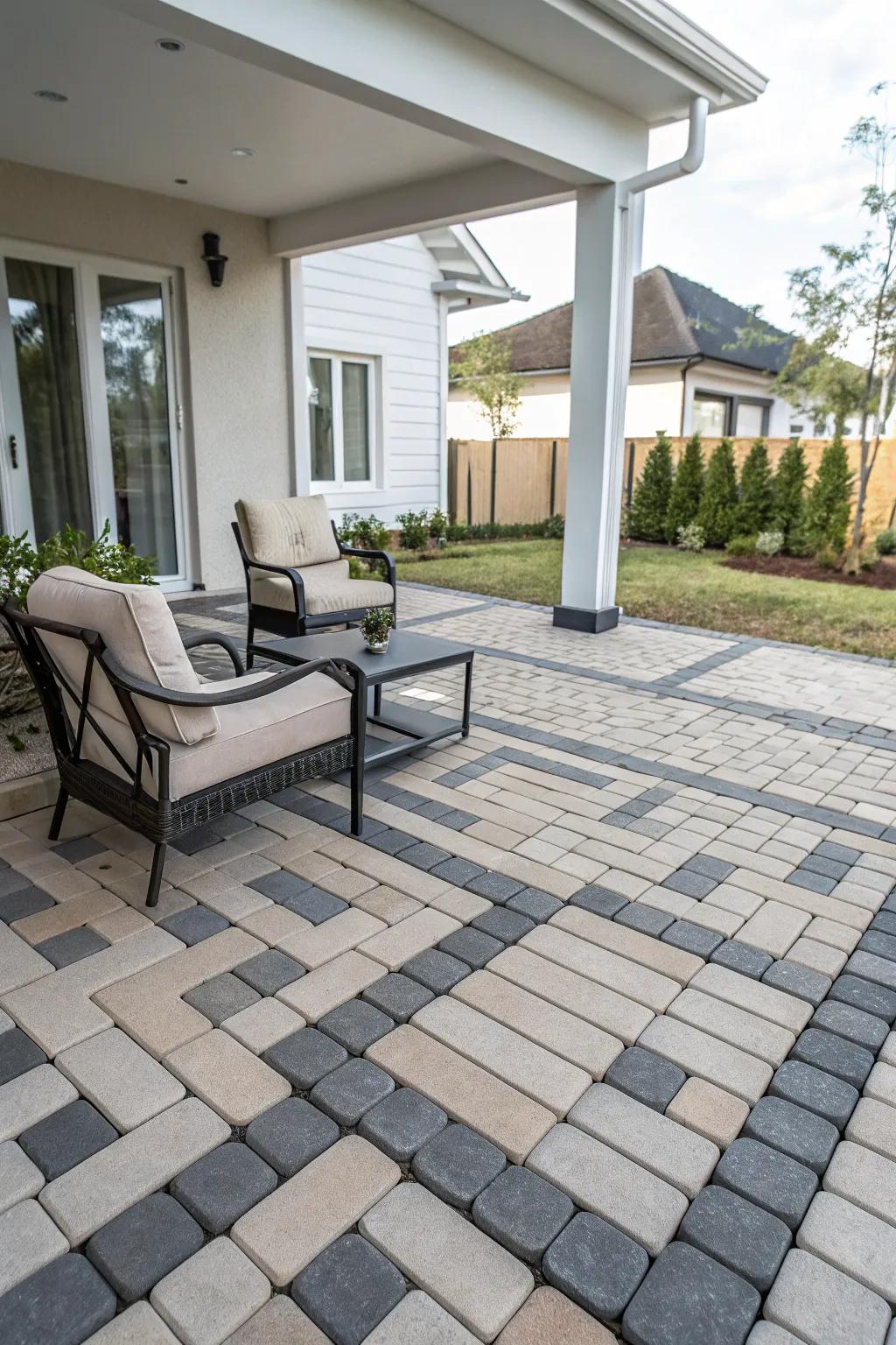 Geometric patterns bring a modern and sophisticated touch to patios.