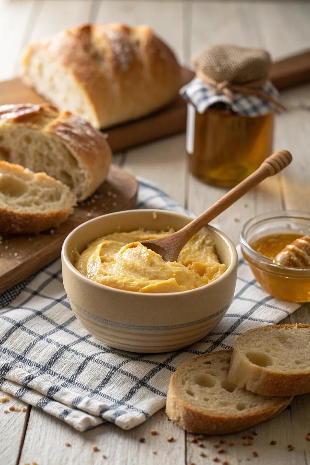 Delicious honey butter spread for a touch of sweetness.