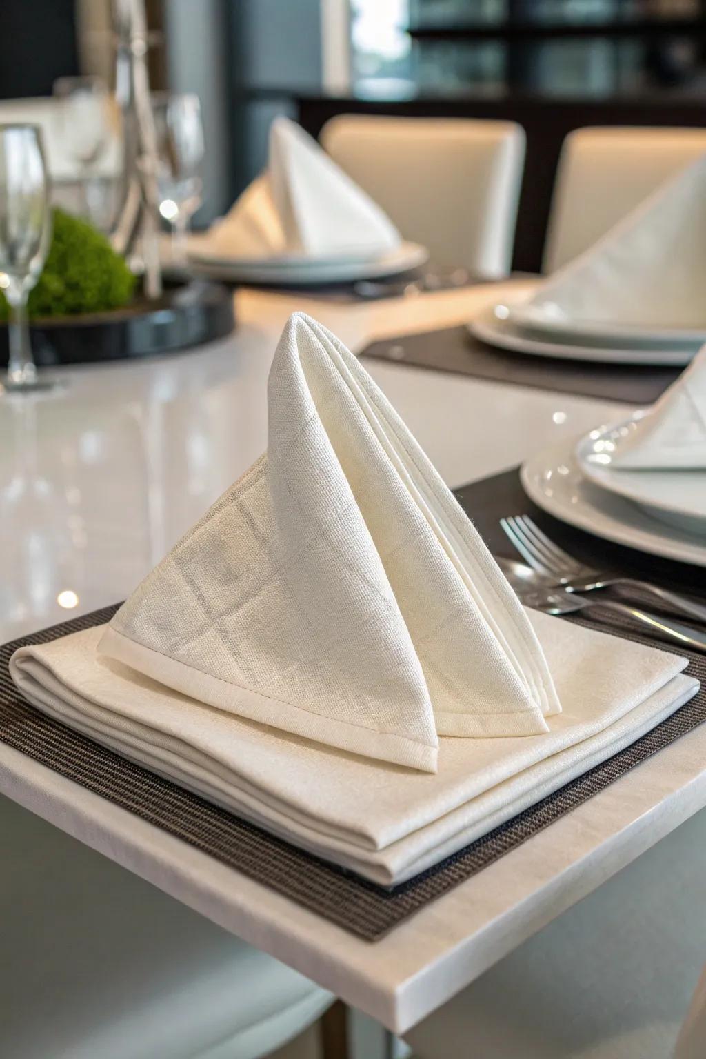 The gem cut napkin fold, ideal for a hint of geometric elegance.