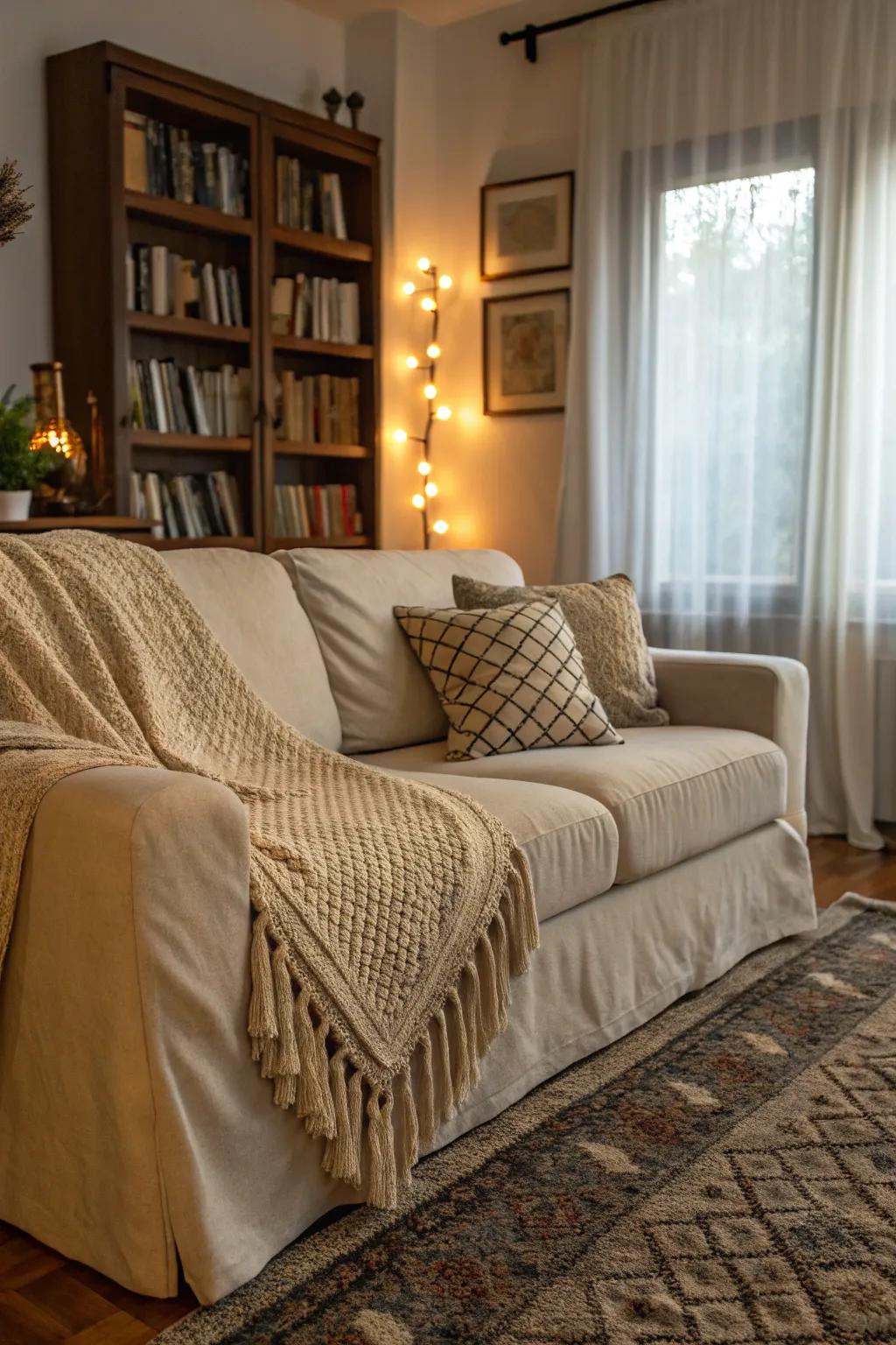 Layering textures enhances the visual appeal of your couch.