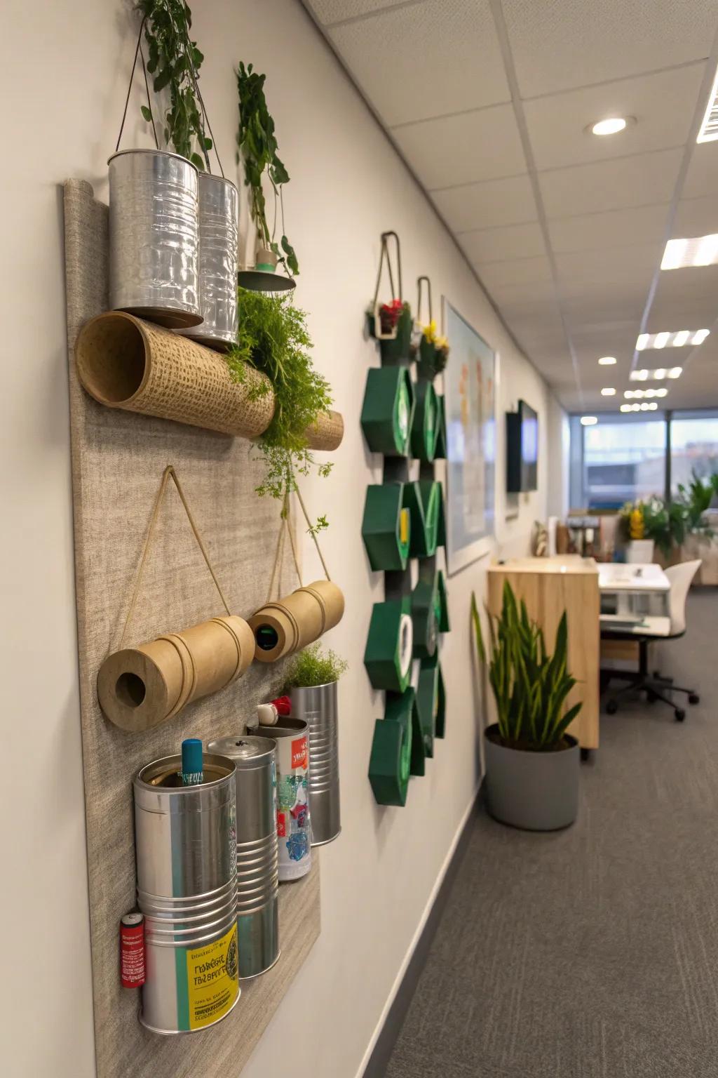 Eco-friendly ornaments add sustainable style to the office.