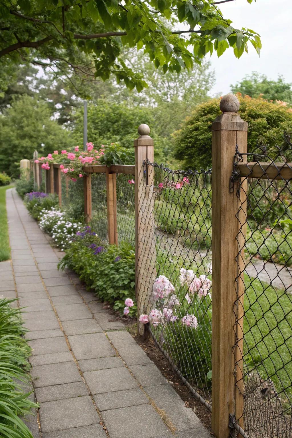 Wood and chain link fences marry strength with beauty.