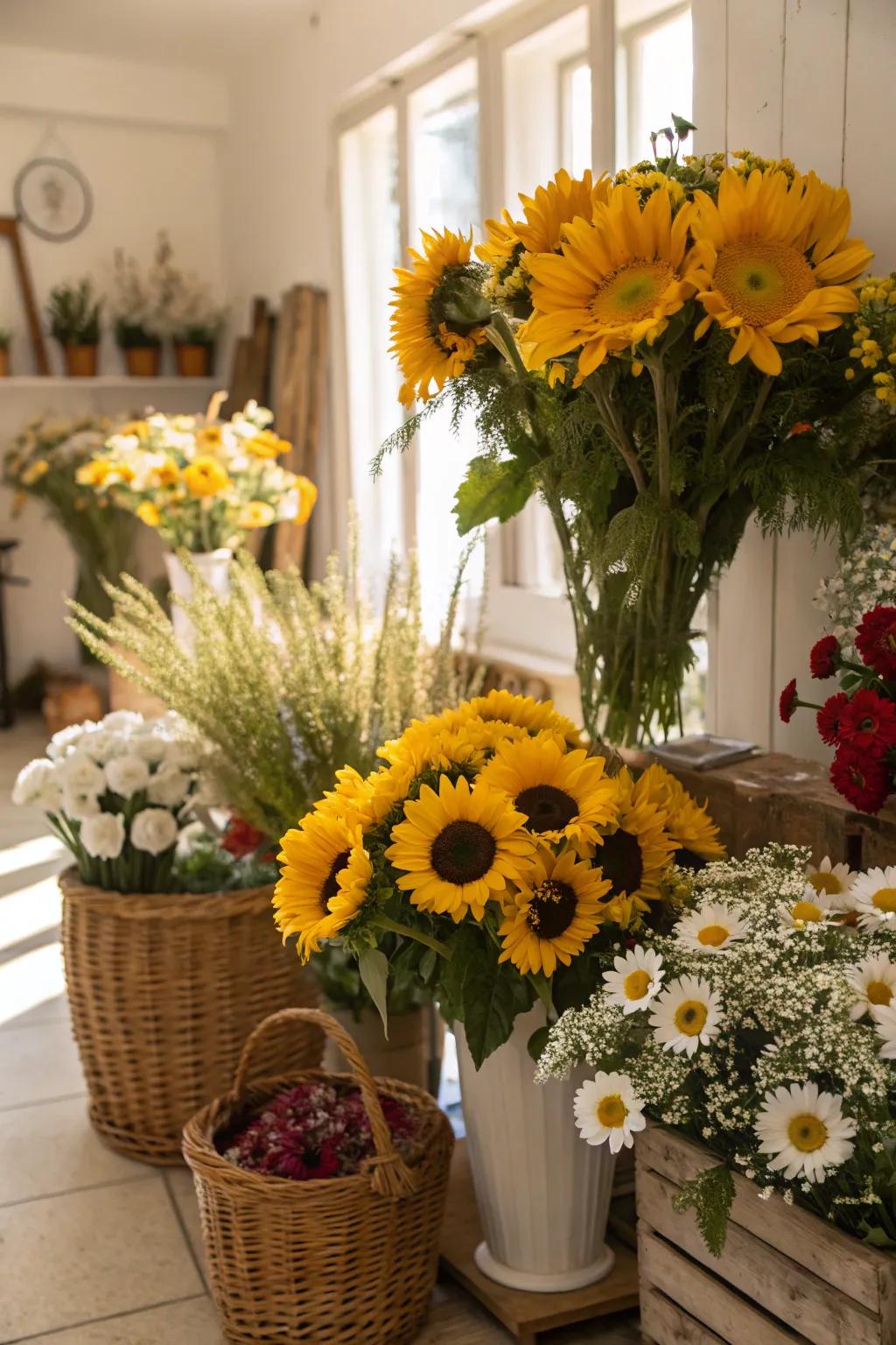 Capture attention with vibrant and cheerful floral displays.