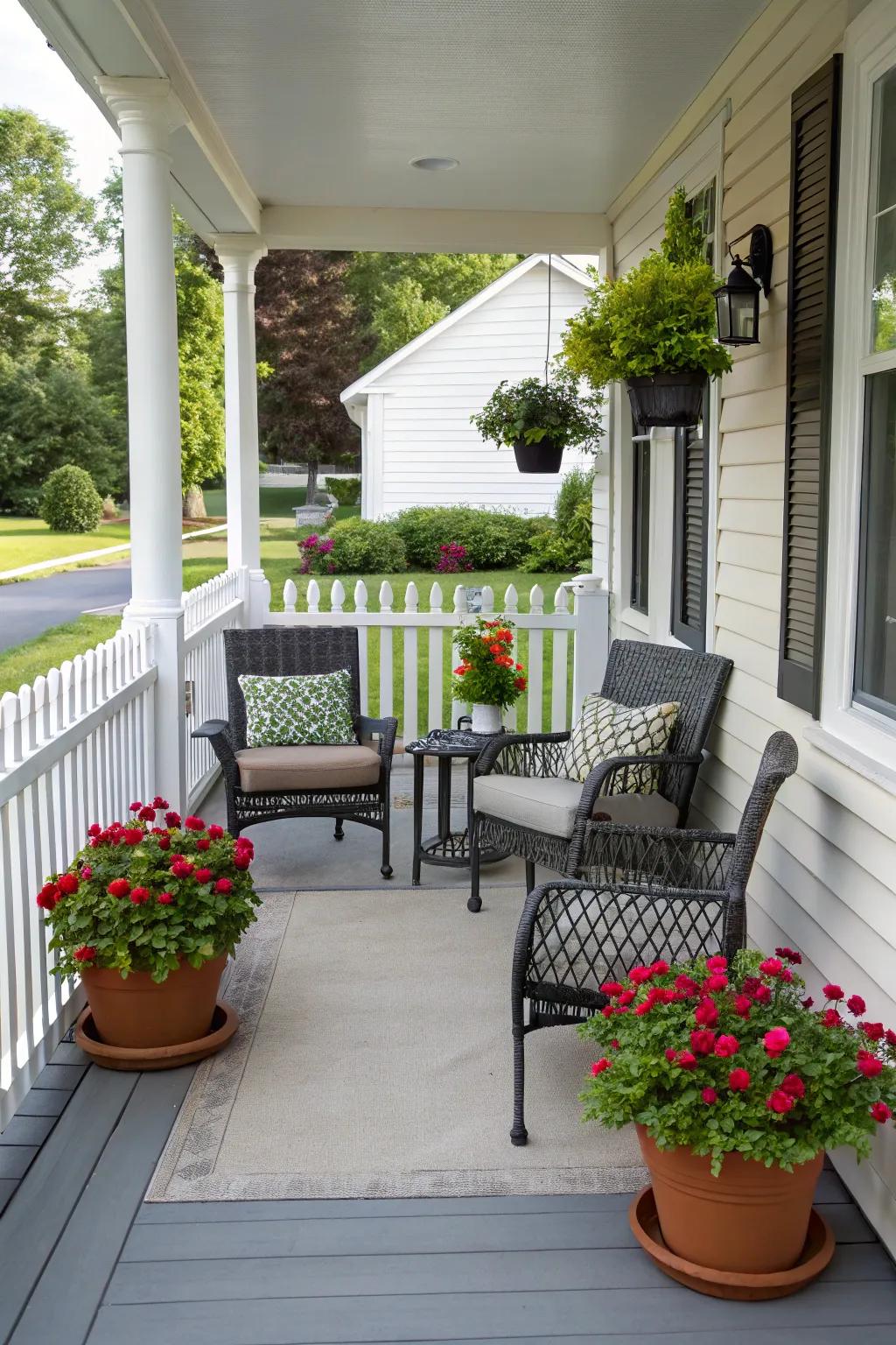 Symmetrical design brings harmony and balance to your porch.