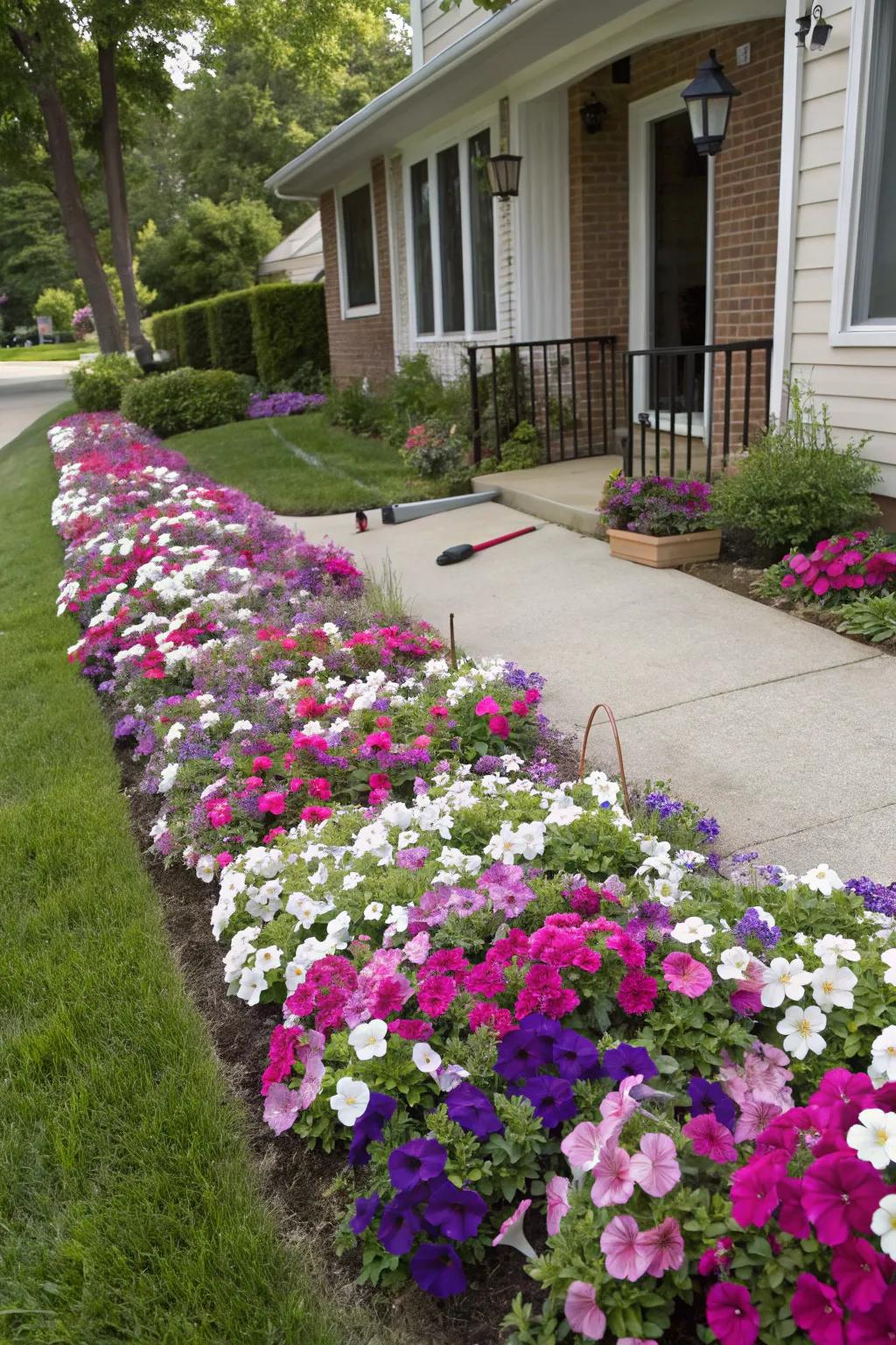 Achieve a dramatic effect with a vibrant geranium ground cover.