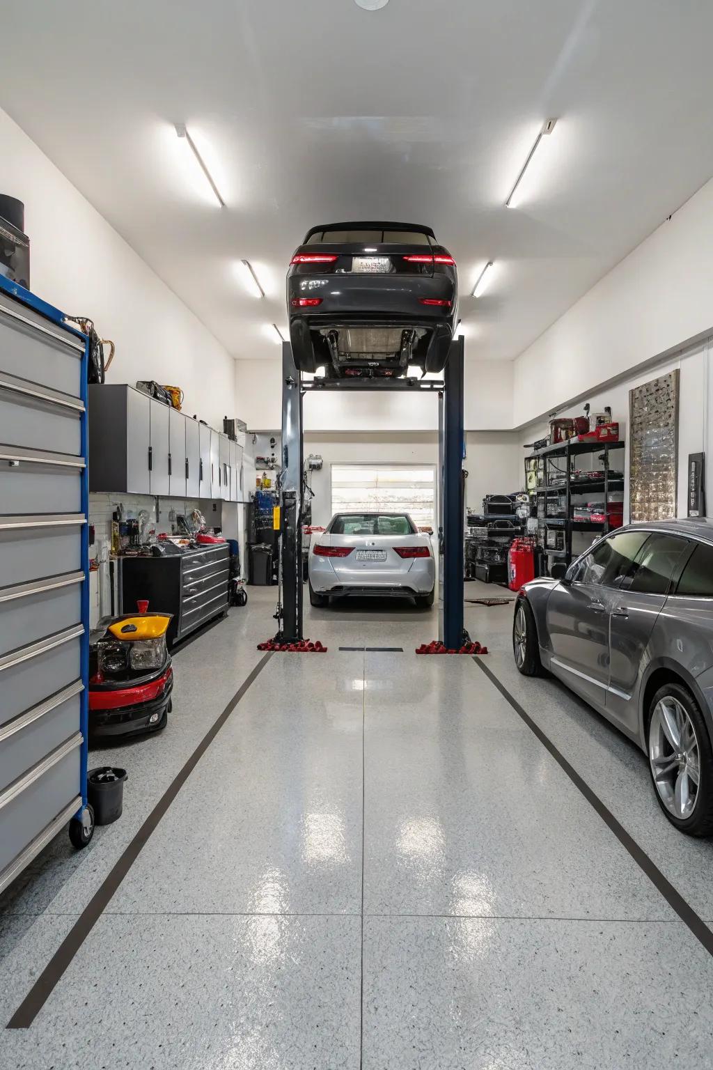 Maximize vehicle storage with a car lift in your garage.