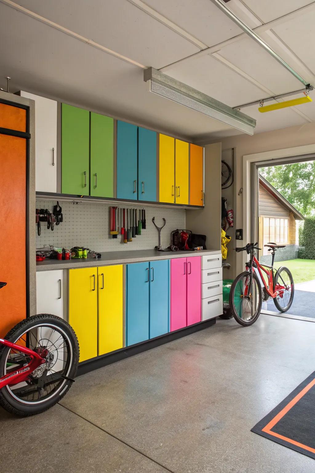 Vibrant highlights introduce energy and character to your garage.