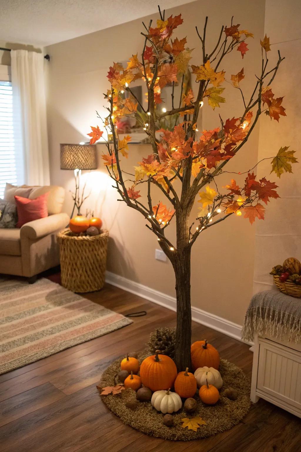 A Halloween tree that encapsulates the essence of autumn.