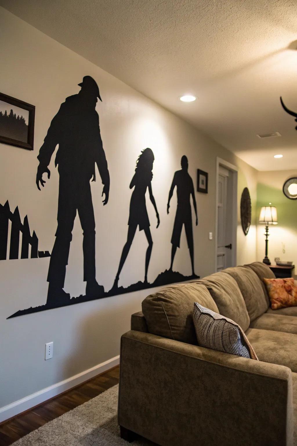 Transform your partitions via spooky silhouettes to achieve a spectral atmosphere.