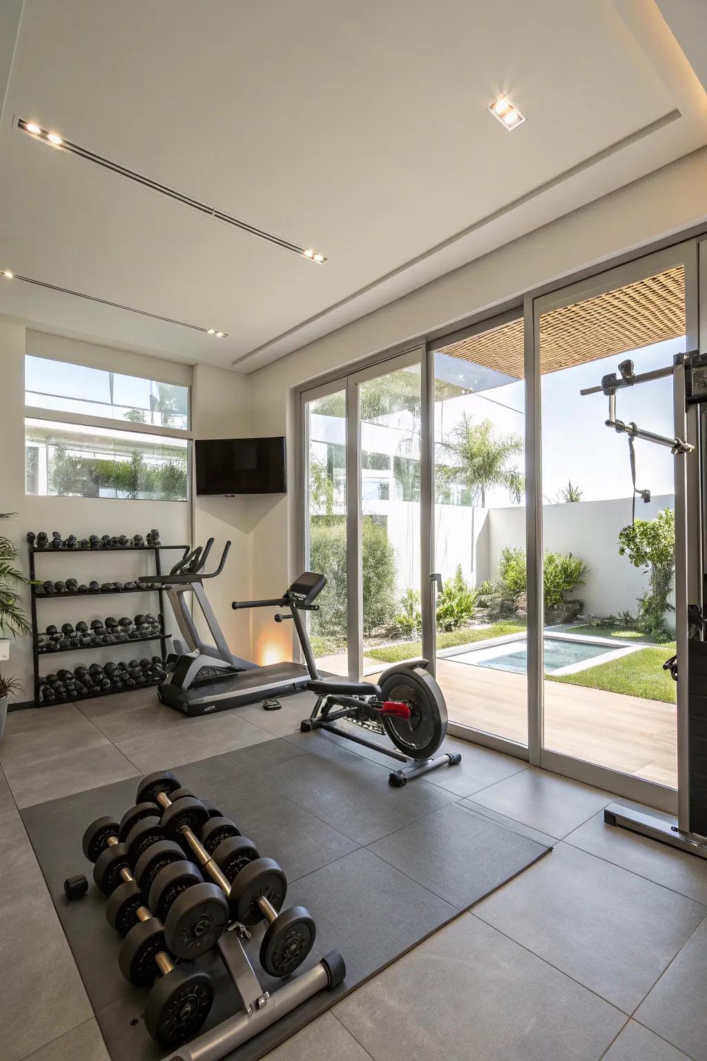 A bright and inspiring space to stay fit at home.