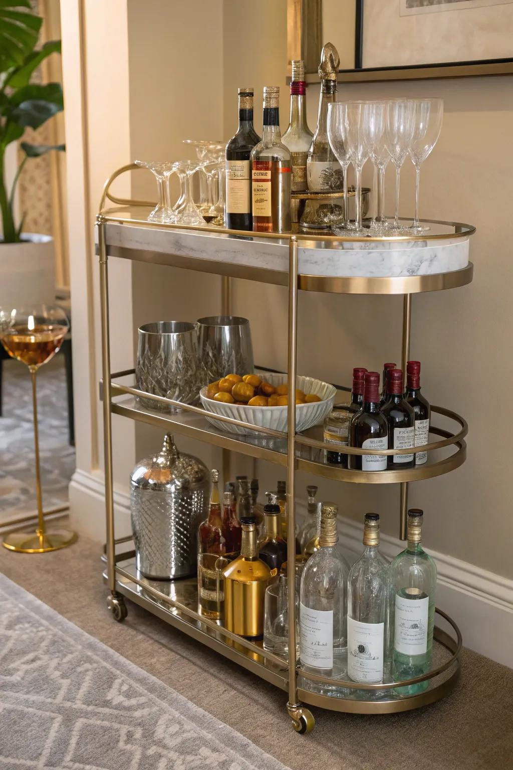 A bar cart makes entertaining easy and stylish in any corner.