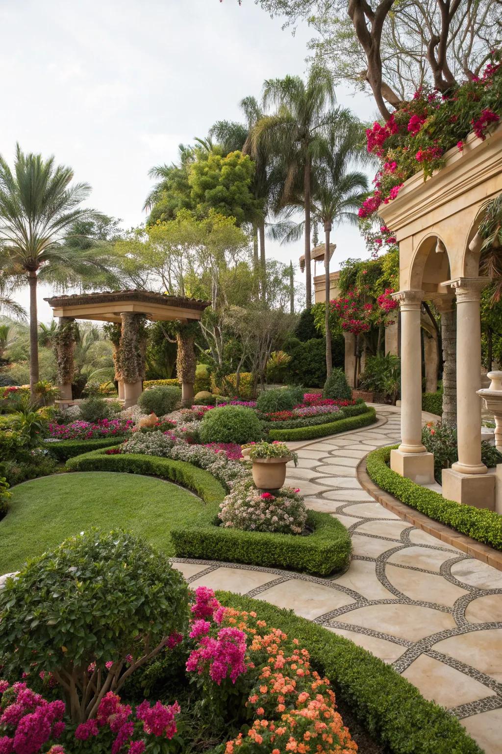 Create a seamless garden design with artificial plants.
