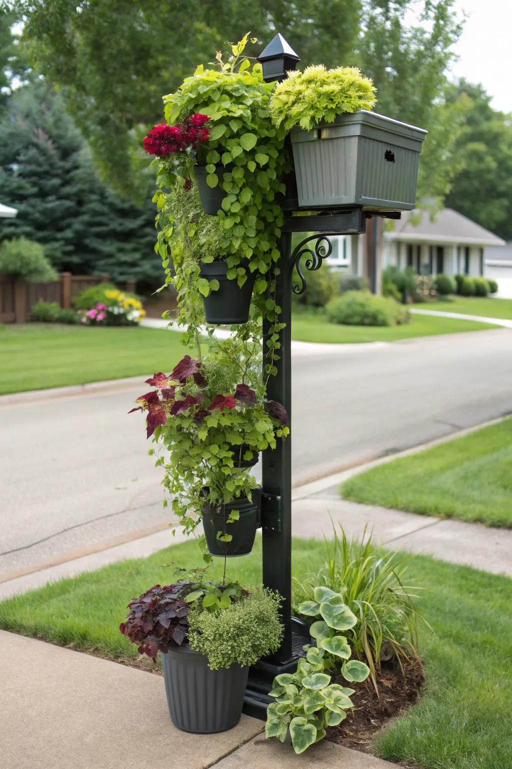 Go vertical with a garden on your mailbox post for a standout look.