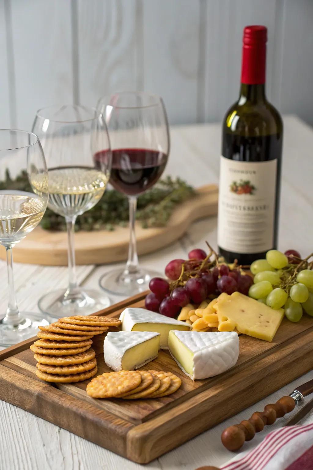 A vino and fromage selection ideal for commemorating new beginnings.