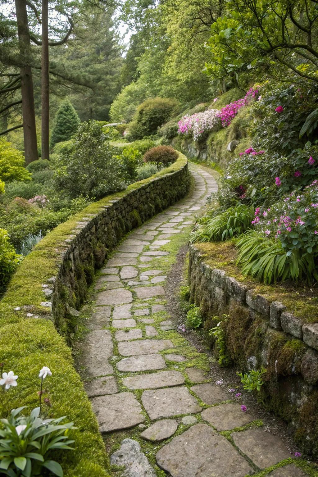 Stone pathways create inviting routes through your outdoor space.