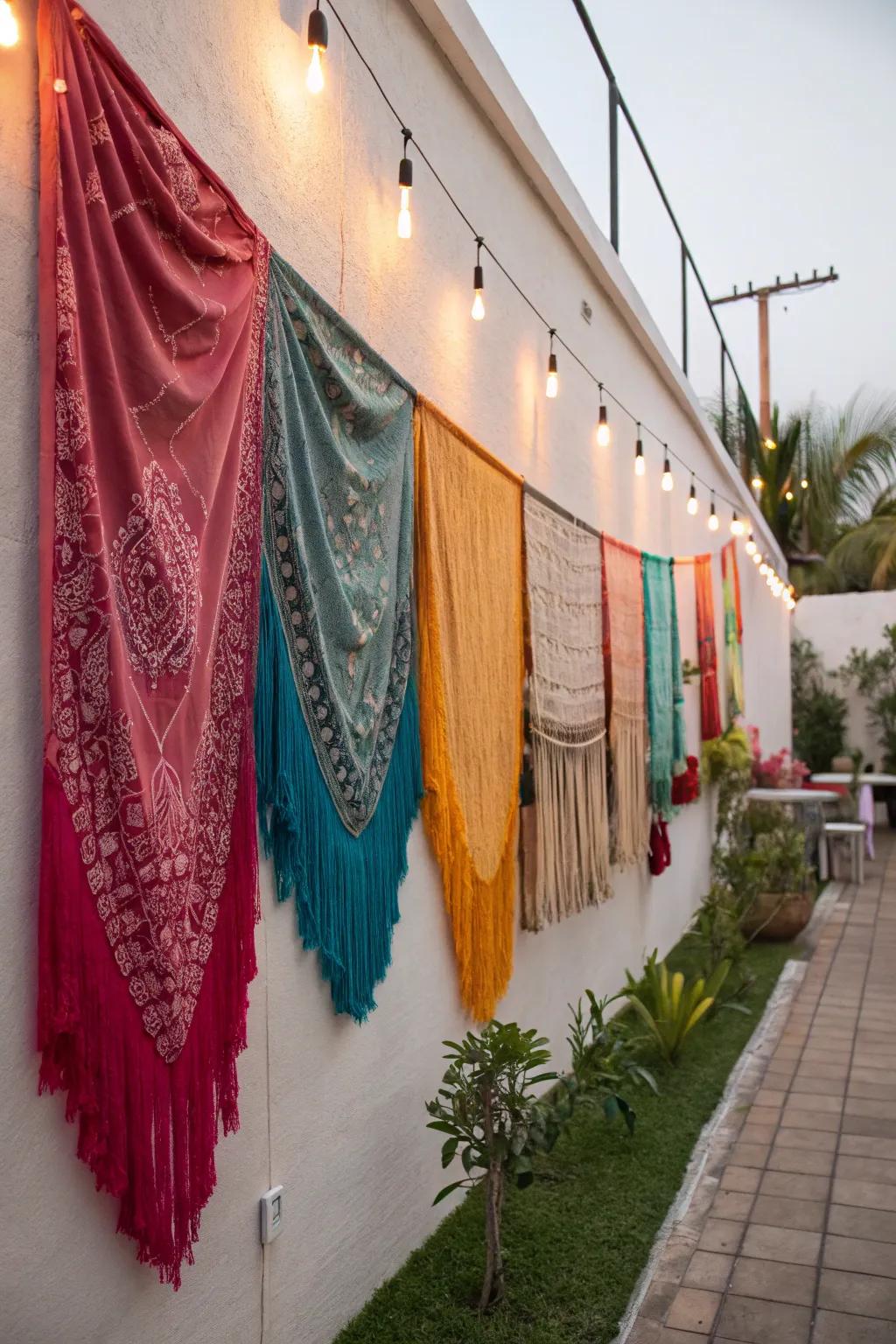 Textile hangings bring a bohemian vibe to your outdoor decor.