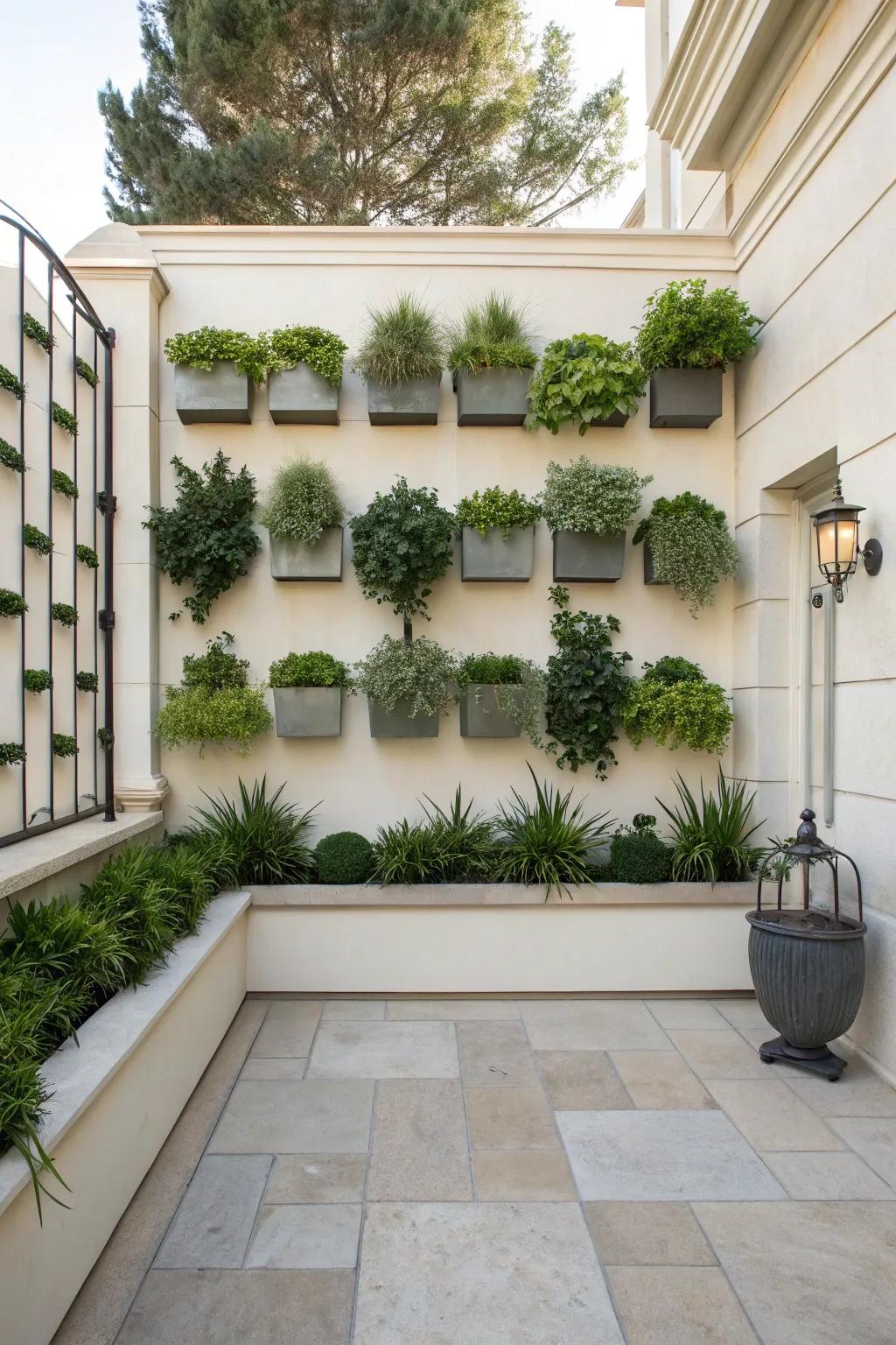 Achieve harmony with symmetrical planter designs.