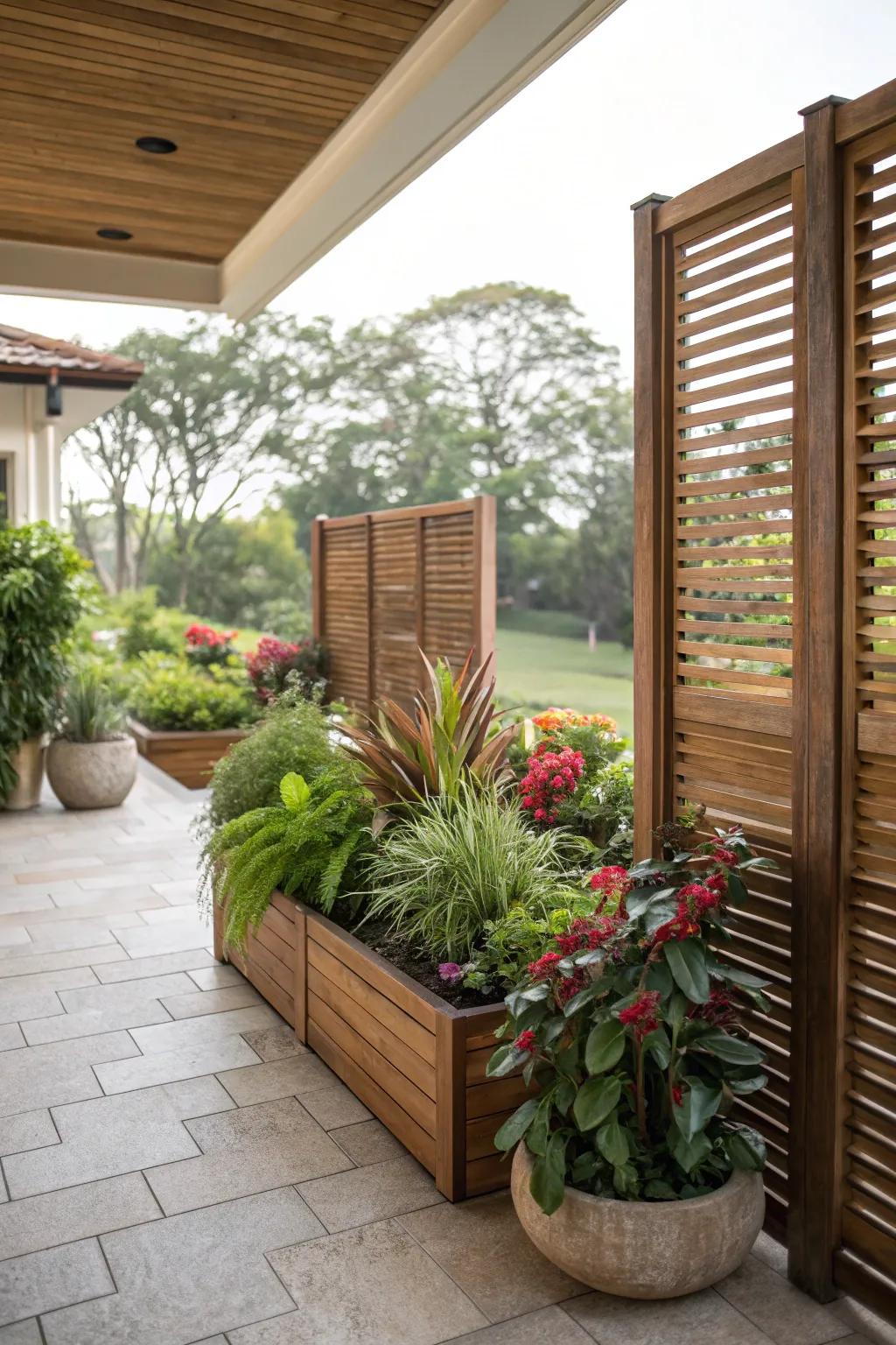 Privacy screens can create cozy, secluded areas on your patio.