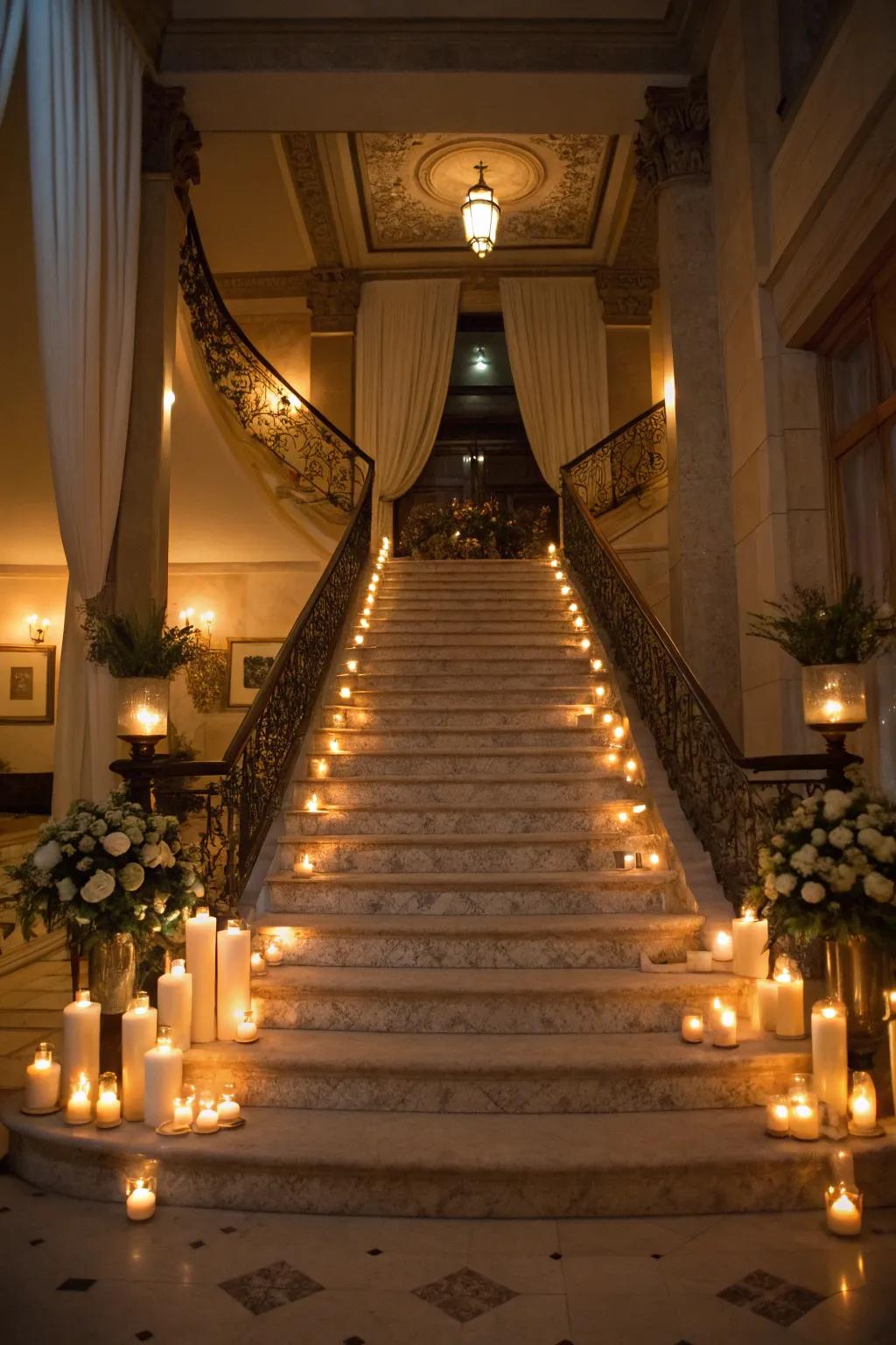 Stunning candle-lit staircase.