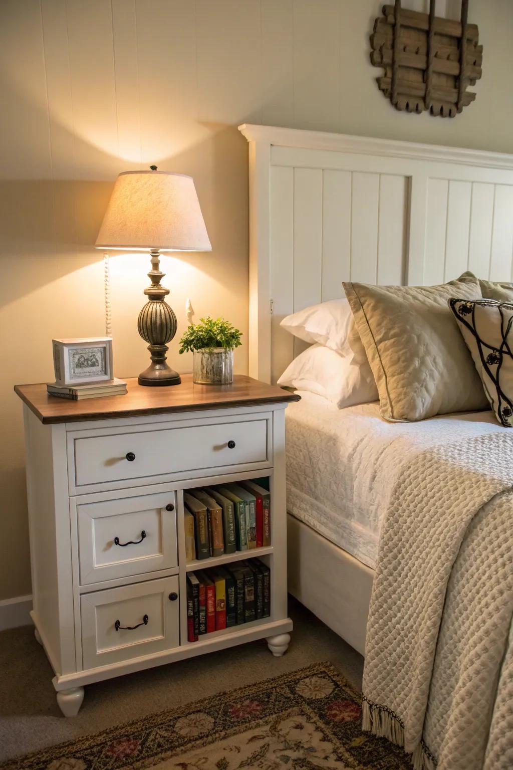 Functional furniture elevates the usability and design of the bedroom.