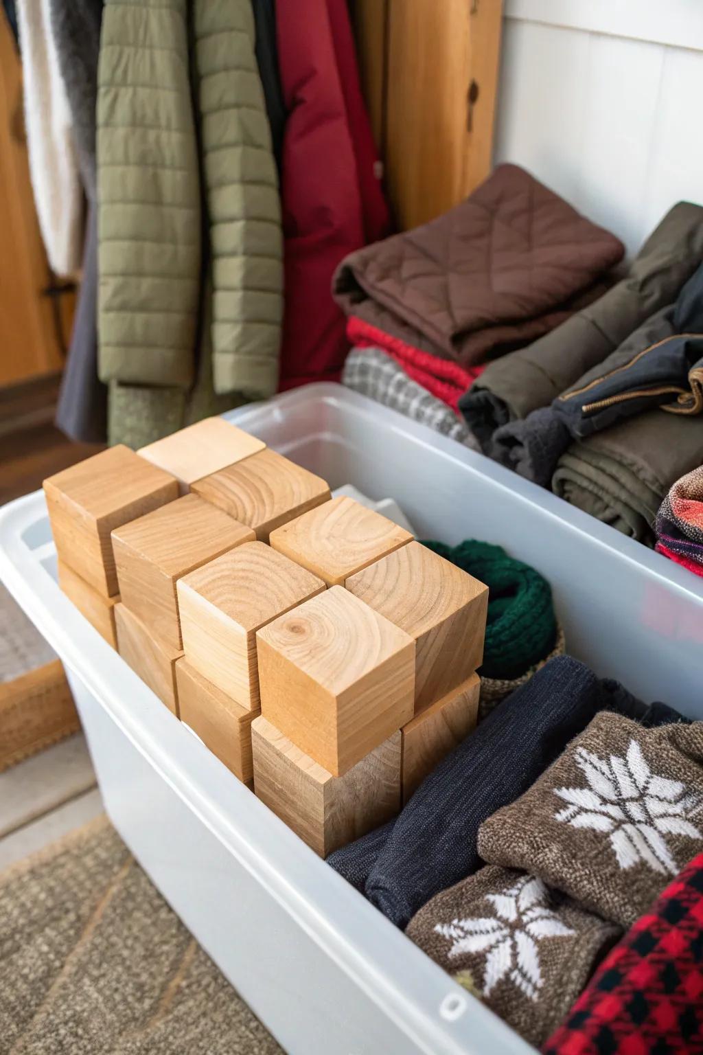 Keep clothes fresh and safe with cedar blocks.