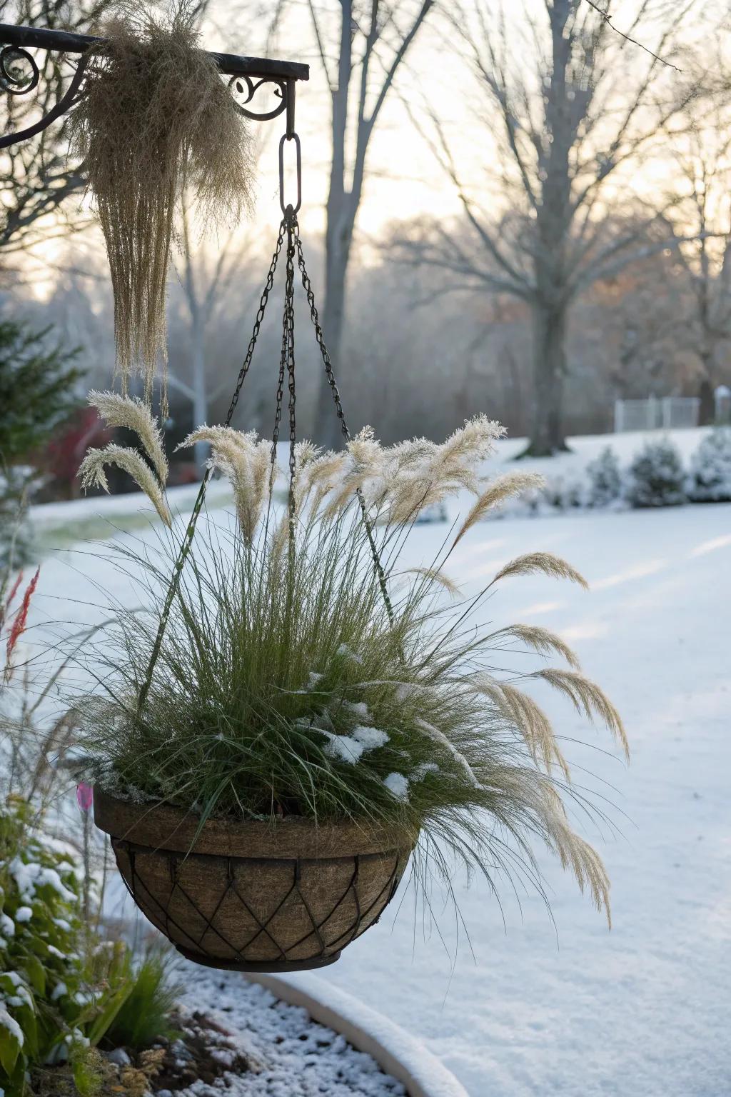 Grasses impart motion and configuration to baskets.