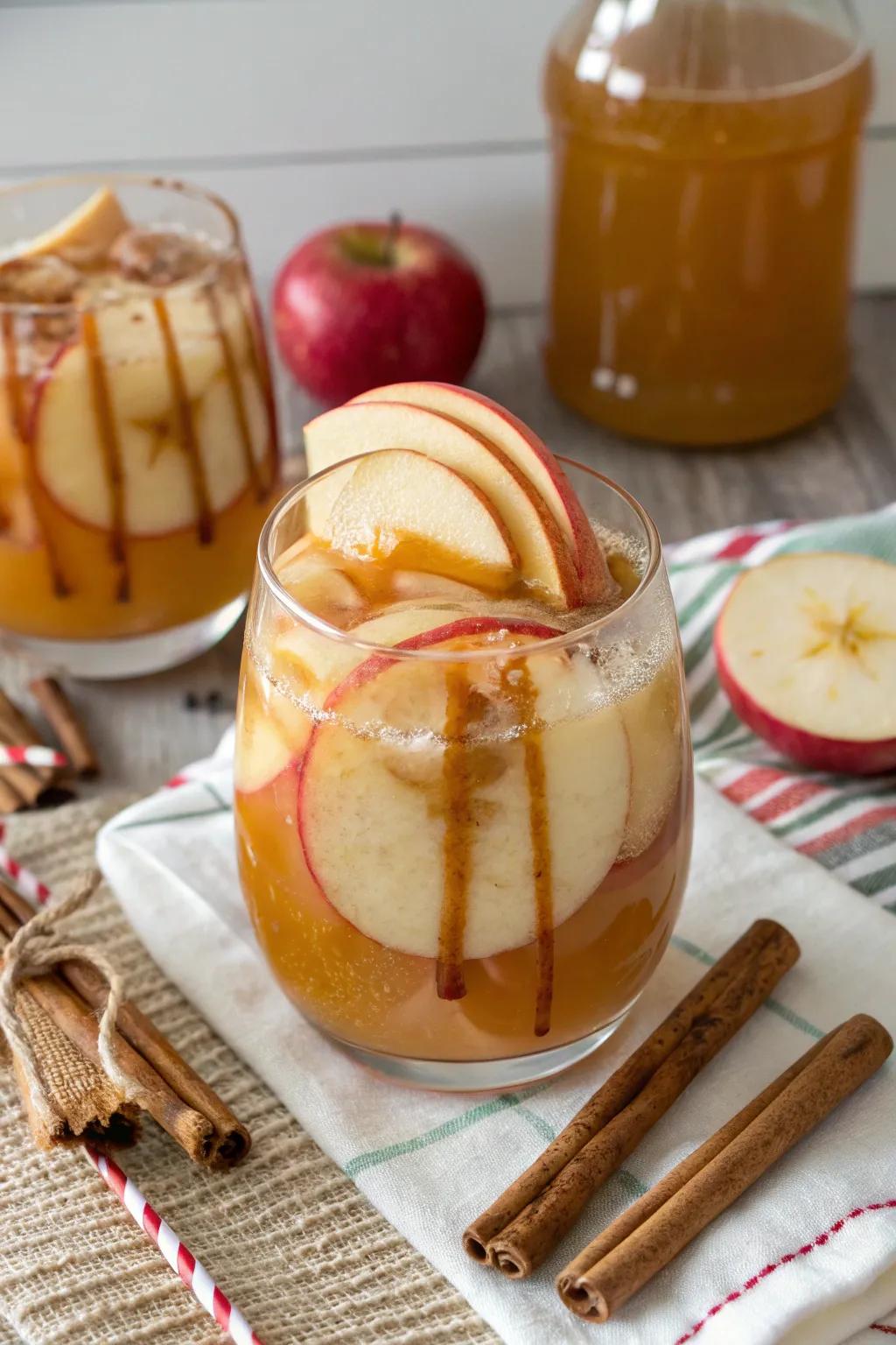 Caramel apple cider punch for a sweet indulgence.