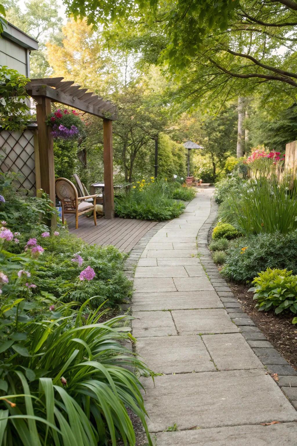 Concrete pavers can define pathways and add structure to your garden.