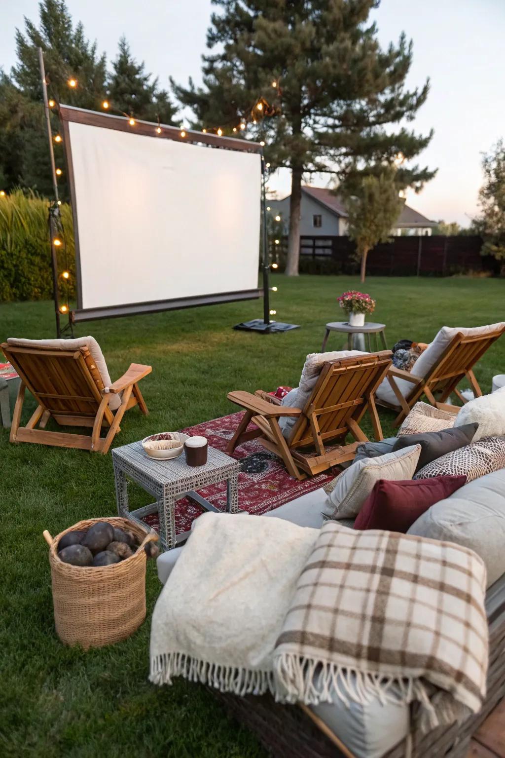 Enjoy a cinematic experience in your own backyard with an outdoor movie screen.