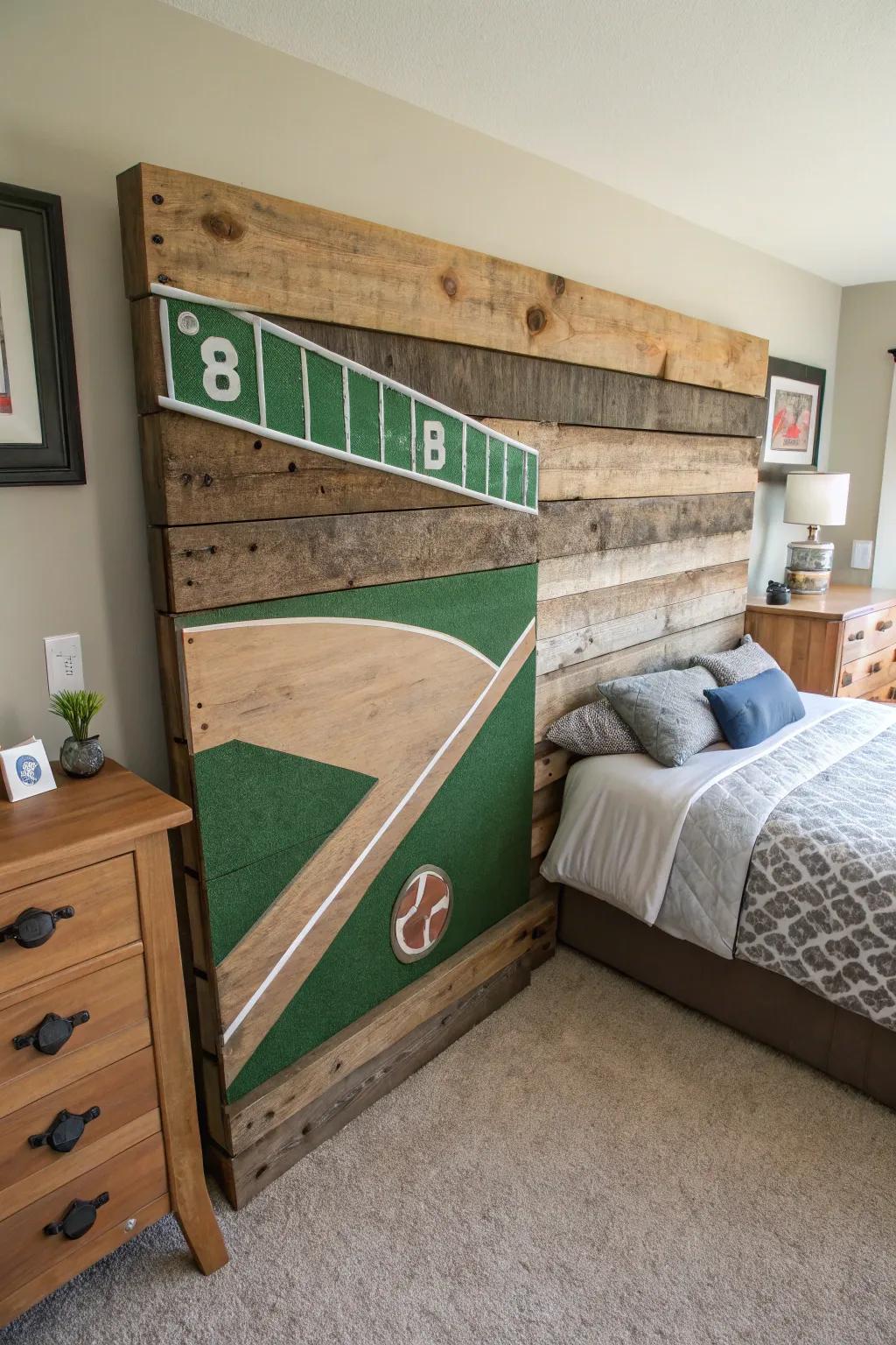 Add a personal touch with a DIY baseball headboard.