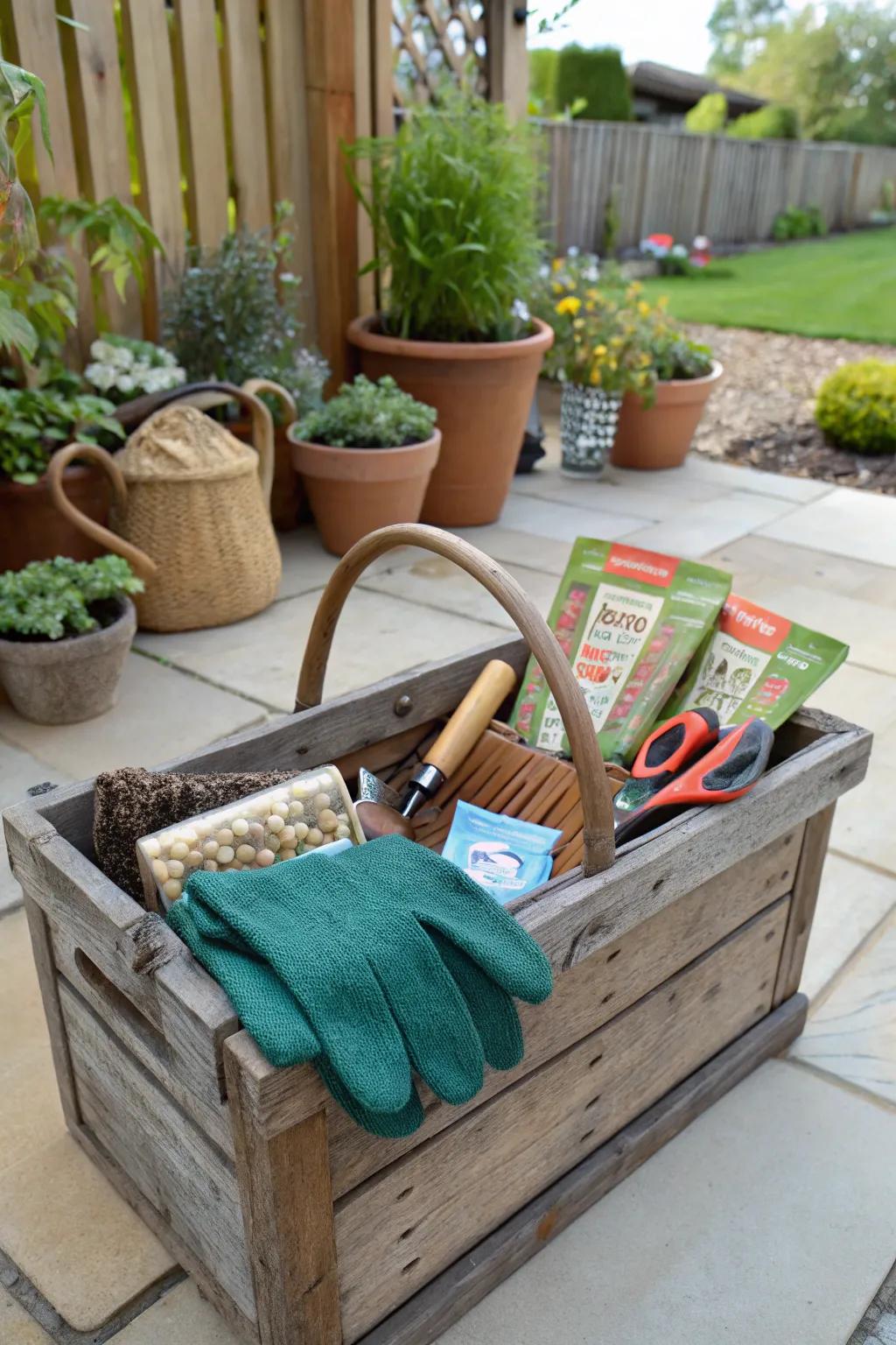 Gift a gardener's delight with a themed basket.