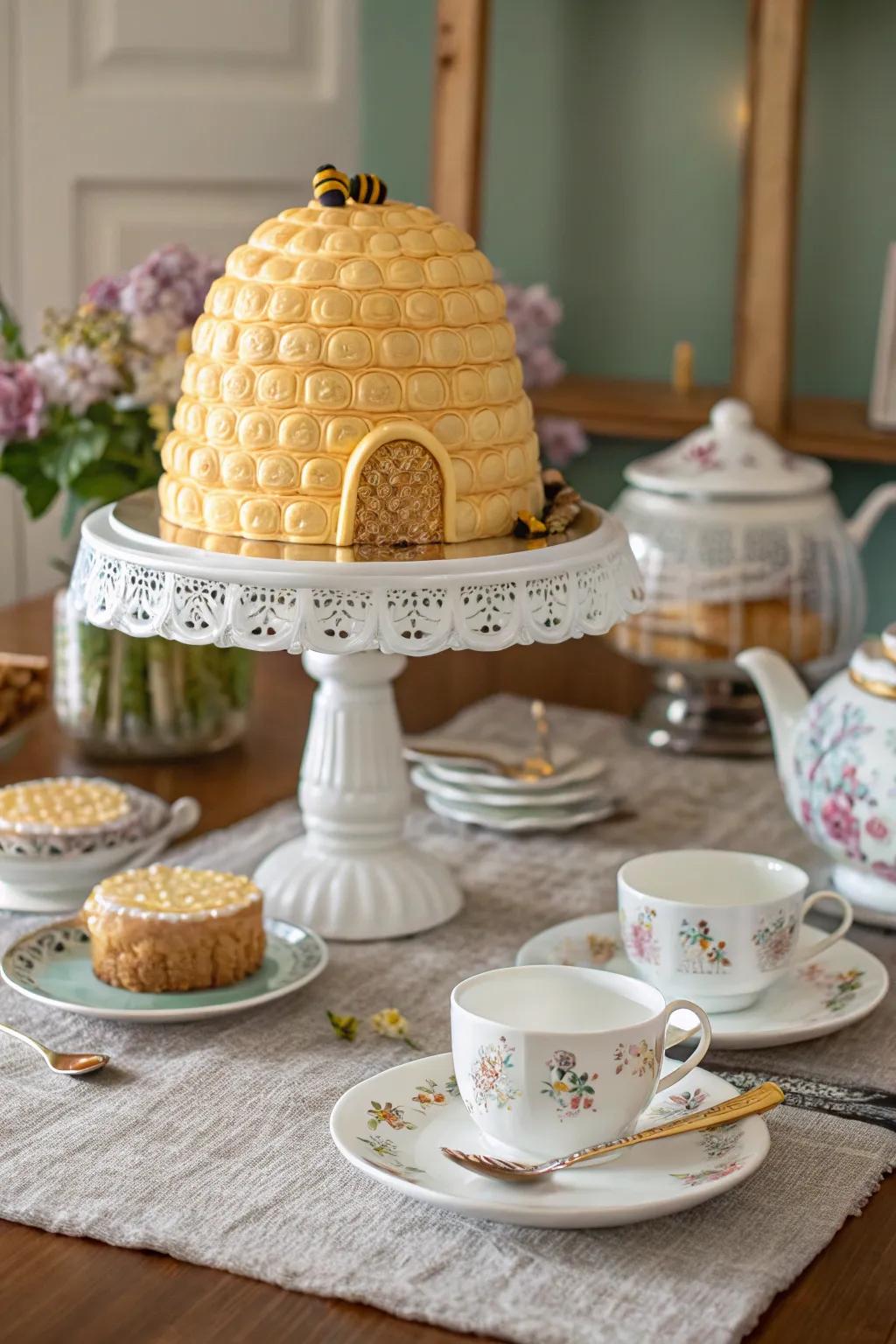 A beehive confection display is the highlight of any sweet assembly.