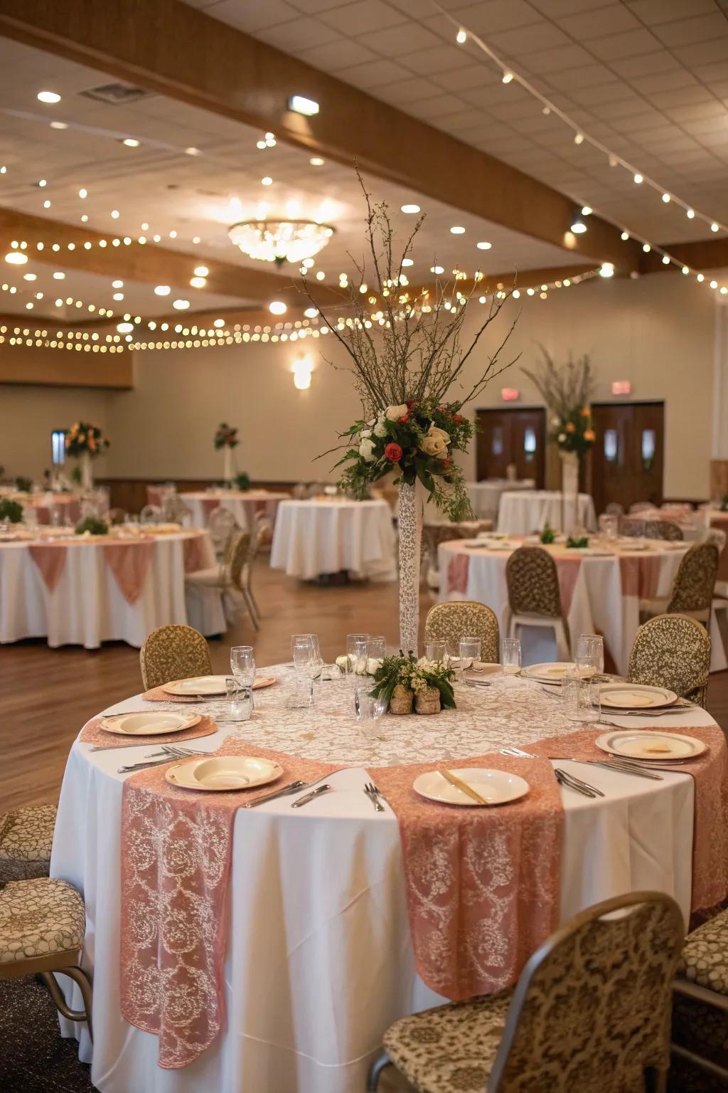 Exquisite table scenery enhances the overall aesthetic of the venue.