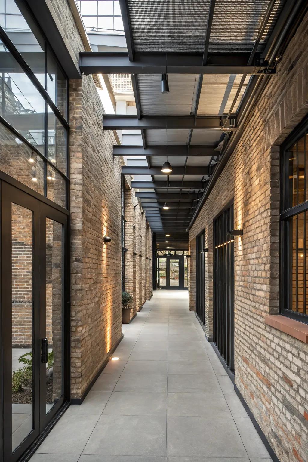 An industrial chic breezeway that combines edginess with style.