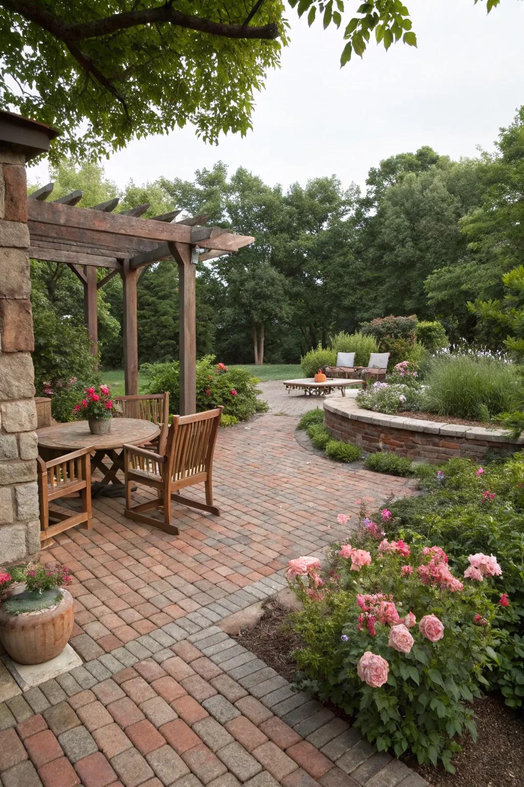 Tumbled bricks add nostalgic charm and elegance to outdoor spaces.